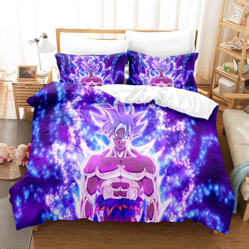 Dragon Ball Bedding Set Dragon Ball Son Goku Graphic Duvet Covers Purp