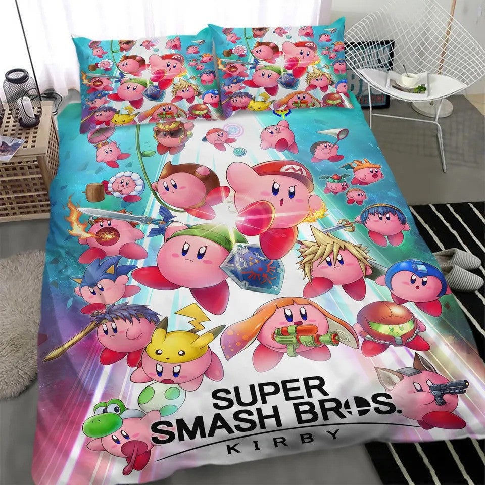 Kirby Bedding Set Super Smash Bros Kirby Duvet Covers Colorful Unique – Gifury