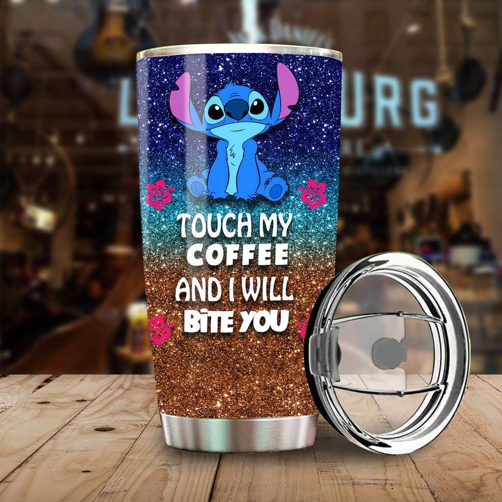 Stitch Tumbler Touch My Coffee And I Will Bite You Tumbler Cup Cute DN Travel Mug