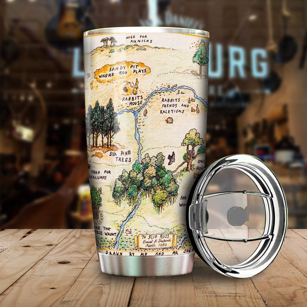  DN WTP Tumbler The Hundred Acre Wood Classic Map Tumbler Cup High Quality WTP Travel Mug