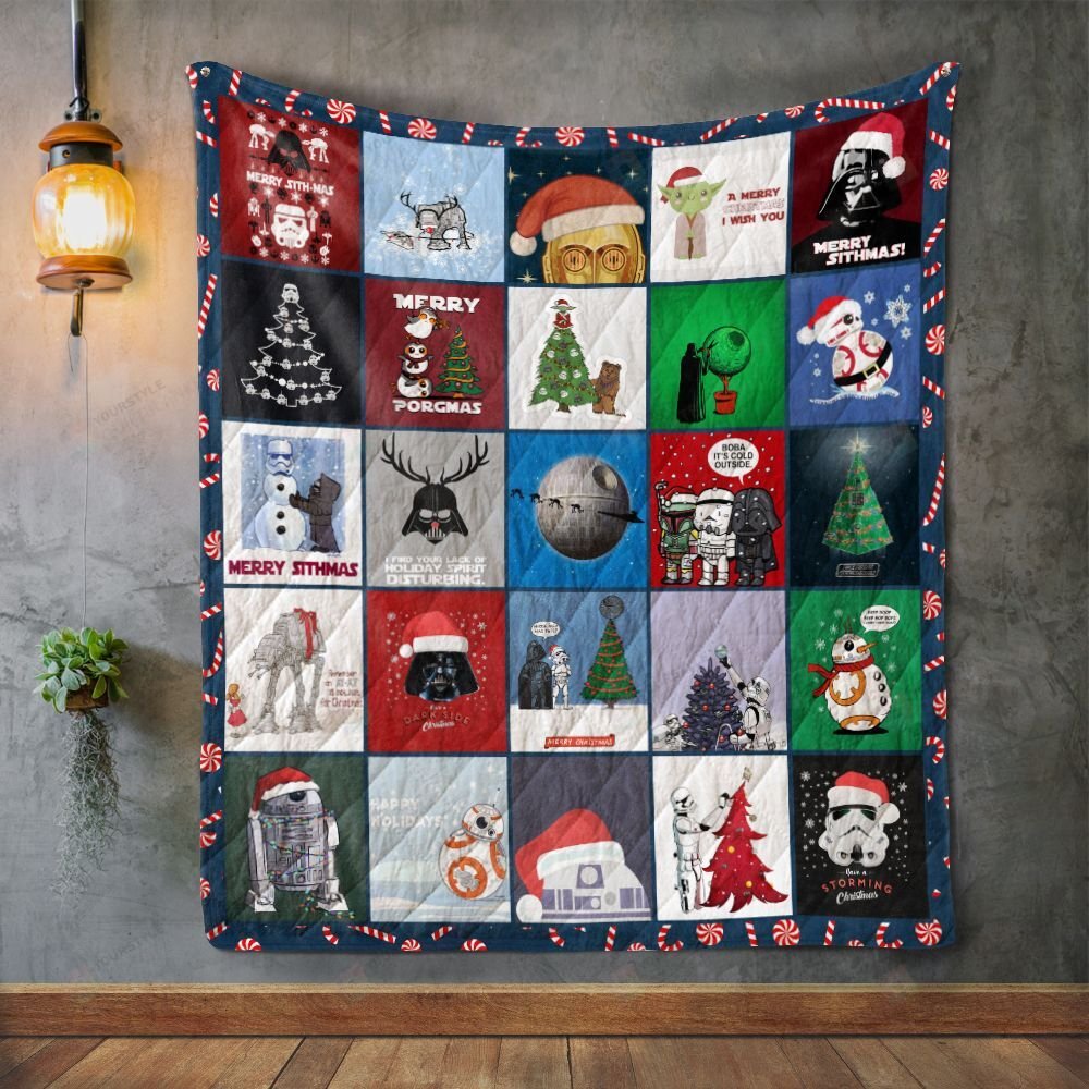 SW Christmas Quilt SW Christmas Darth Vader BB8 Droid Christmas Trees Quilt