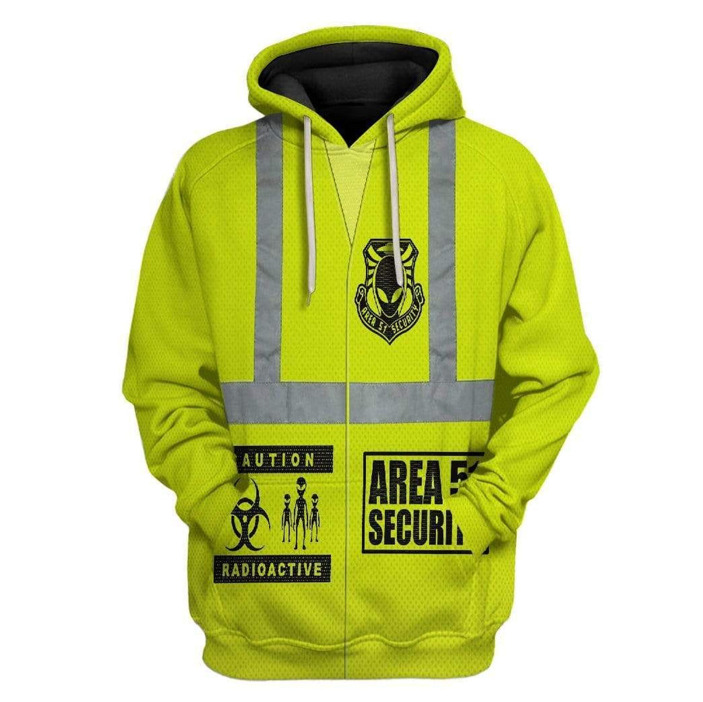 Alien Hoodie Area 51 Security Uniform Costume Yellow Hoodie Apparel Adult Unisex Full Print