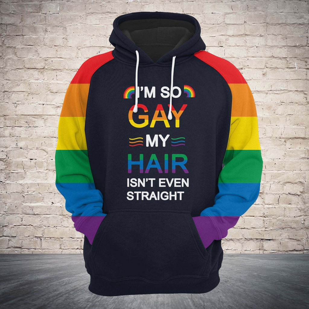  LGBT Pride Hoodie I'm So Gay My Hair Isn't Even Straight Hoodie Apparel Adult Unisex Full Print