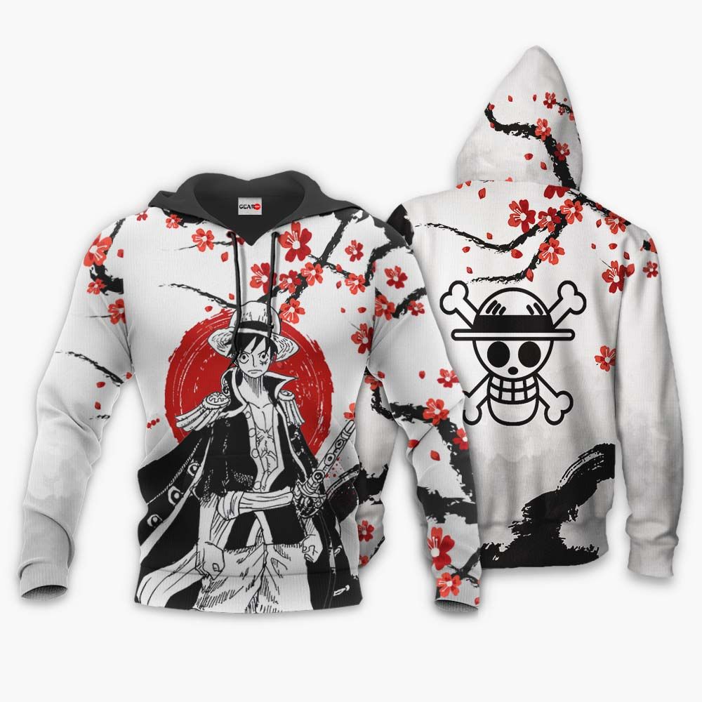  One Piece Hoodie Monkey D. Luffy Japanese Style Black White Hoodie   