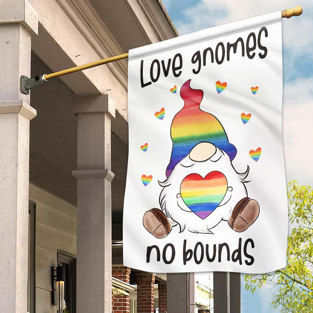 LGBT Gnome Flag Love Gnomes No Bounds LGBT Rainbow Garden Flag Pride Month House Flag
