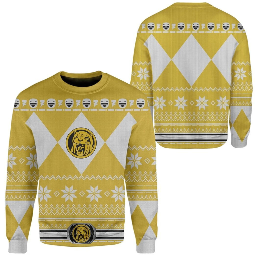 Power Rangers Ugly Sweater Mighty Morphin Yellow Power Rangers Sweater