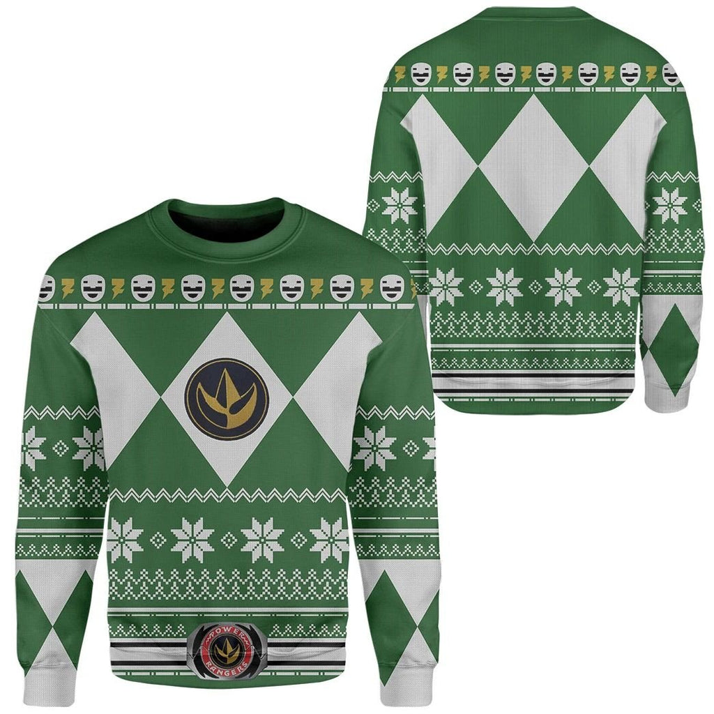 Power Rangers Ugly Sweater Mighty Morphin Green Power Rangers Sweater
