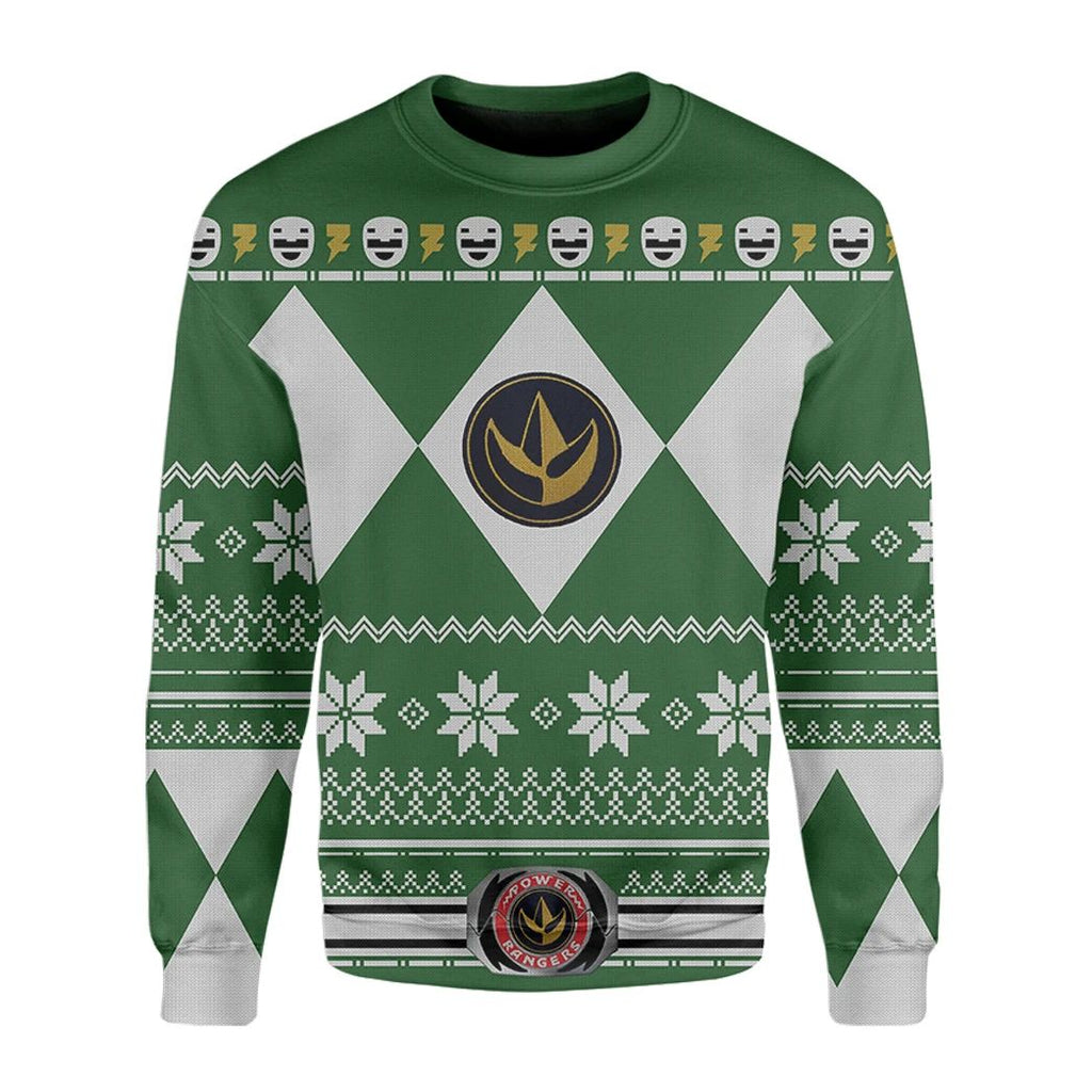 Power Rangers Ugly Sweater Mighty Morphin Green Power Rangers Sweater