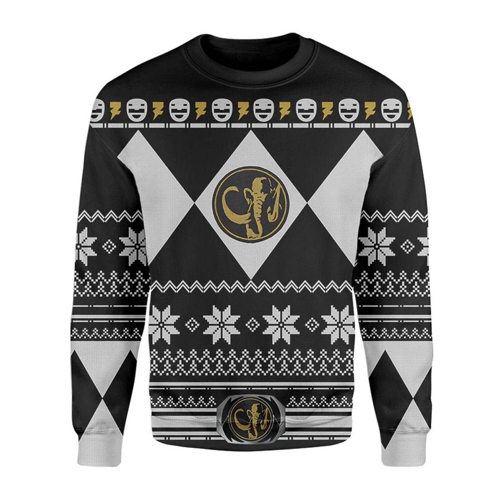 Power Rangers Ugly Sweater Mighty Morphin Black Power Rangers Sweater