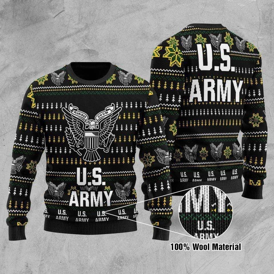 Veteran Sweater United States Army Black White Veteran Christmas Ugly Sweater