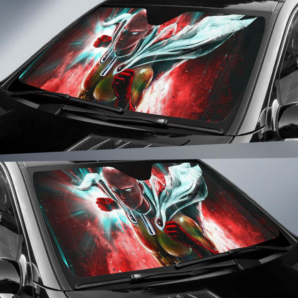 One Punch Man Windshield Shade One Punch Man Painting Car Sun Shade One Punch Man Car Sun Shade