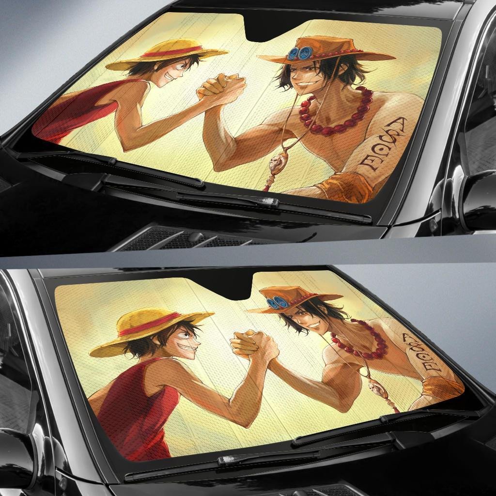 One Piece Windshield Shade Monkey D Ruffy VS Puma D Ace Car Sun Shade One Piece Car Sun Shade