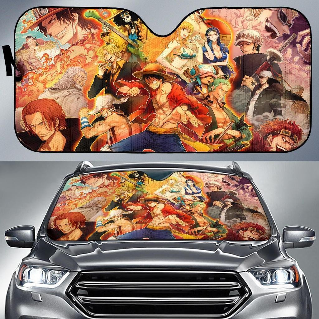 One Piece Windshield Shade One Piece All Characters Sun Shade One Piece Car Sun Shade