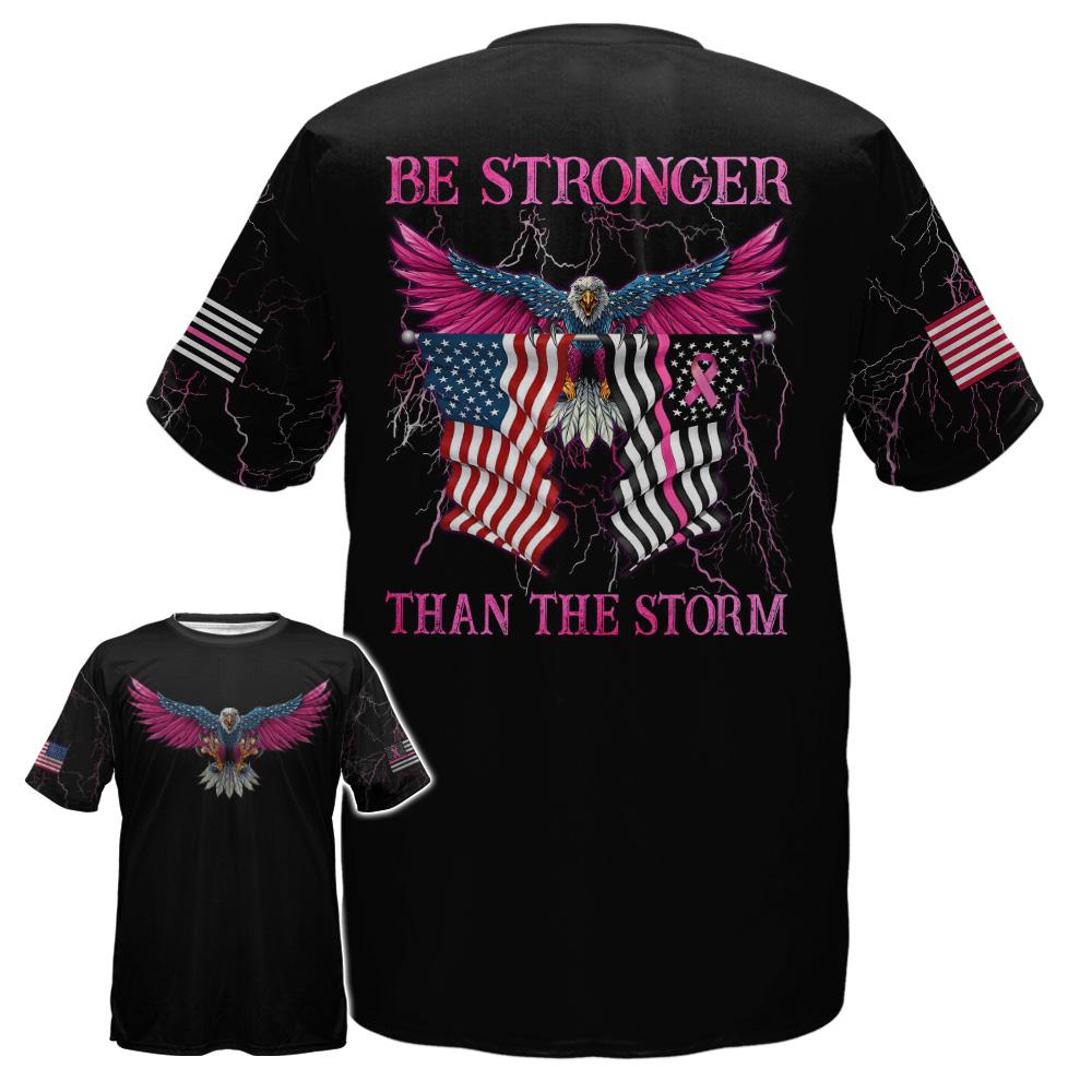 Gifury Breast Cancer Shirt Be Stronger The Storm Eagle American Flag Thunder Black Hoodie Breast Cancer Hoodie 2022