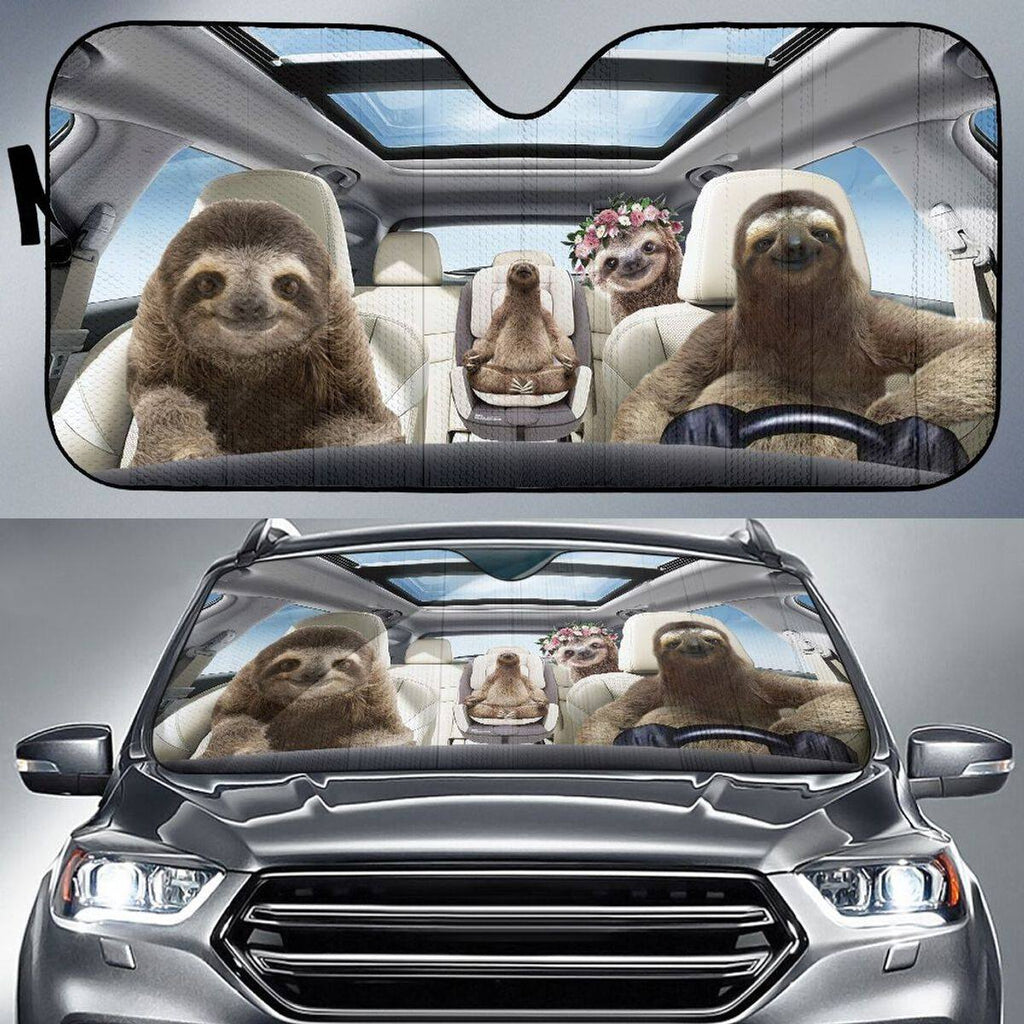  Sloth Car Sun Shade Sloth Family Driving Auto Sun Shade
