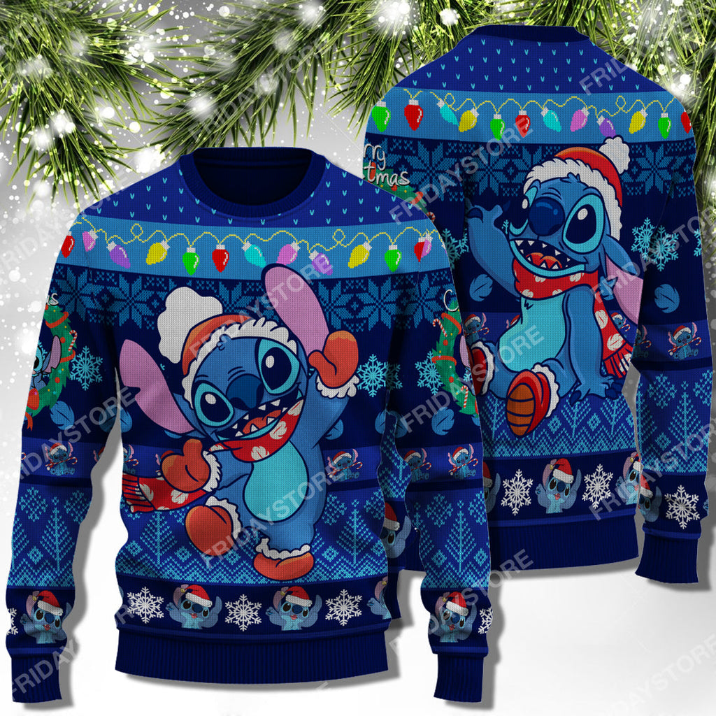  DN Sweater Stich Wear Noel Hat Happy Christmas Ugly Sweater Amazing DN Stitch Sweater