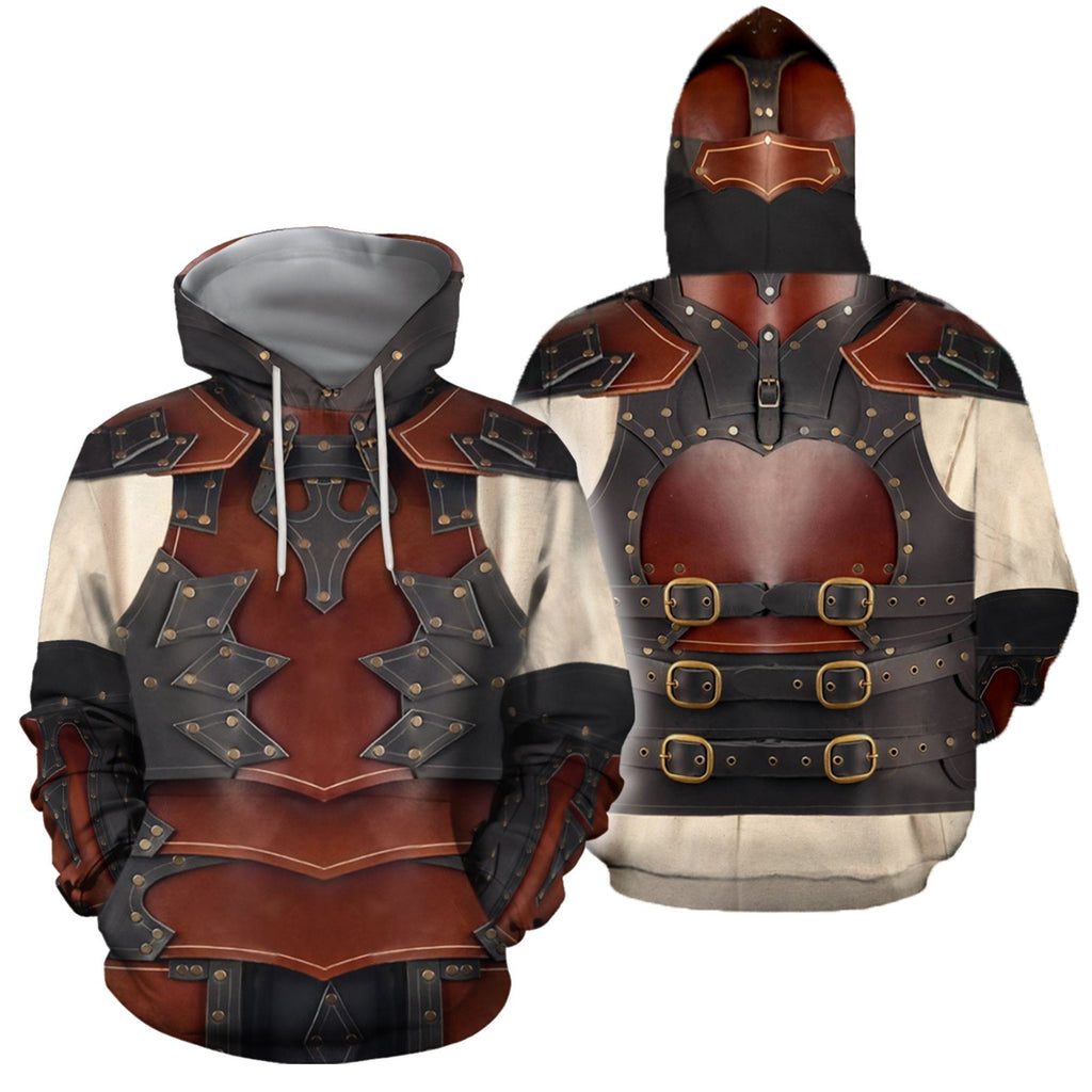  Viking T-shirt Viking Armor Leather Costume 3d Brown T-shirt Hoodie Adult Full Size Full Print