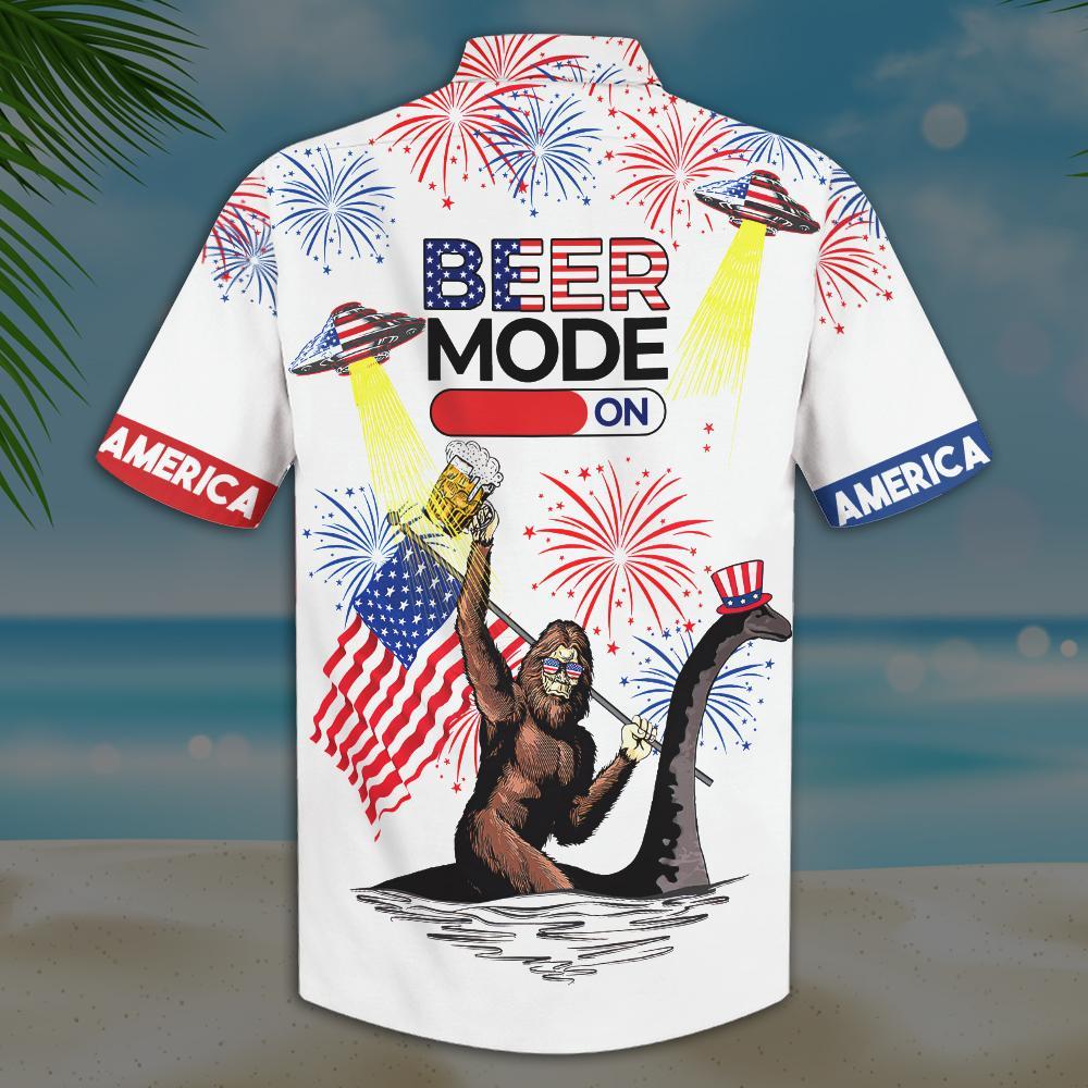 Gifury Beer Hawaiian Shirt Beer Mode On Bigfoot Loch Ness Monster Fireworks White Hawaii Shirt Beer Aloha Shirt 2023