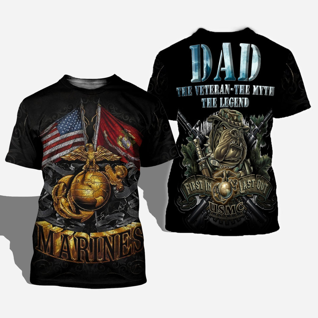 Veteran Marines Dad Shirt The Veteran Myth Legend First In Last Out T-shirt Hoodie