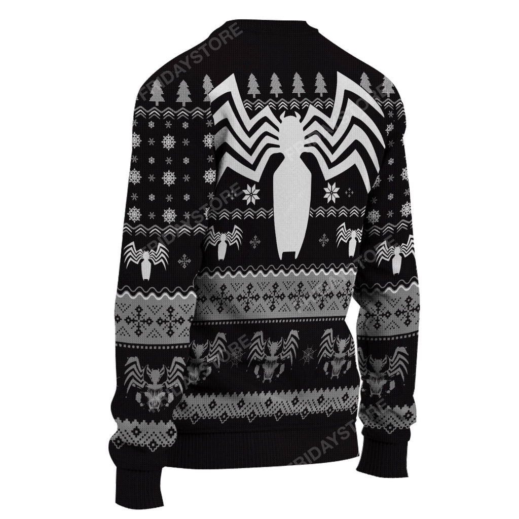 Venom MV Ugly Sweater Venom Super Hero Dark Pattern Christmas Sweater Cool MV Venom Sweater 2023