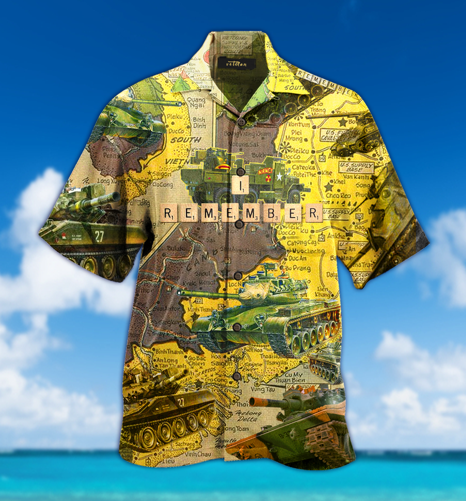 Veteran Hawaiian Shirt I Remember Map Tank Aloha Shirt Unisex Full Size Adult