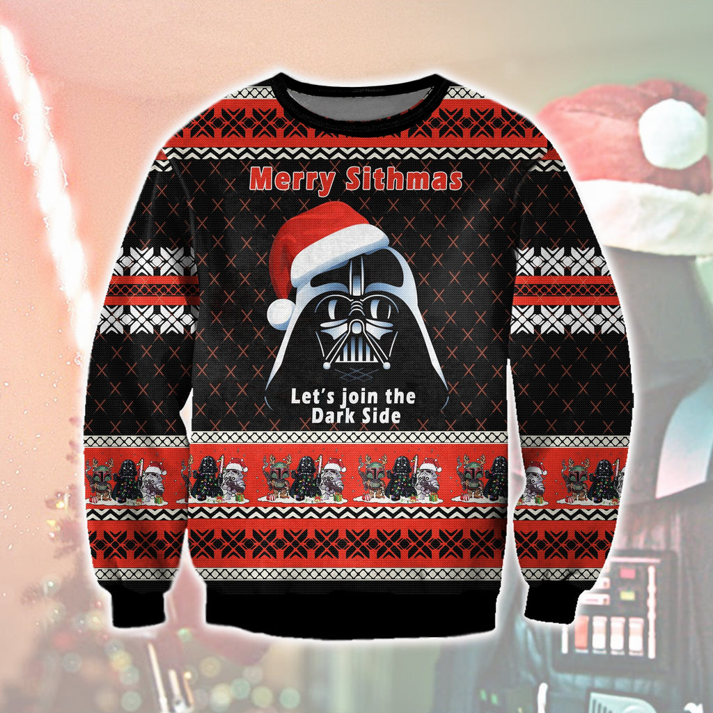 SW Christmas Ugly Sweater SW Merry Sithmas Darth Vader Let's Join The Dark Side Christmas Black Sweater