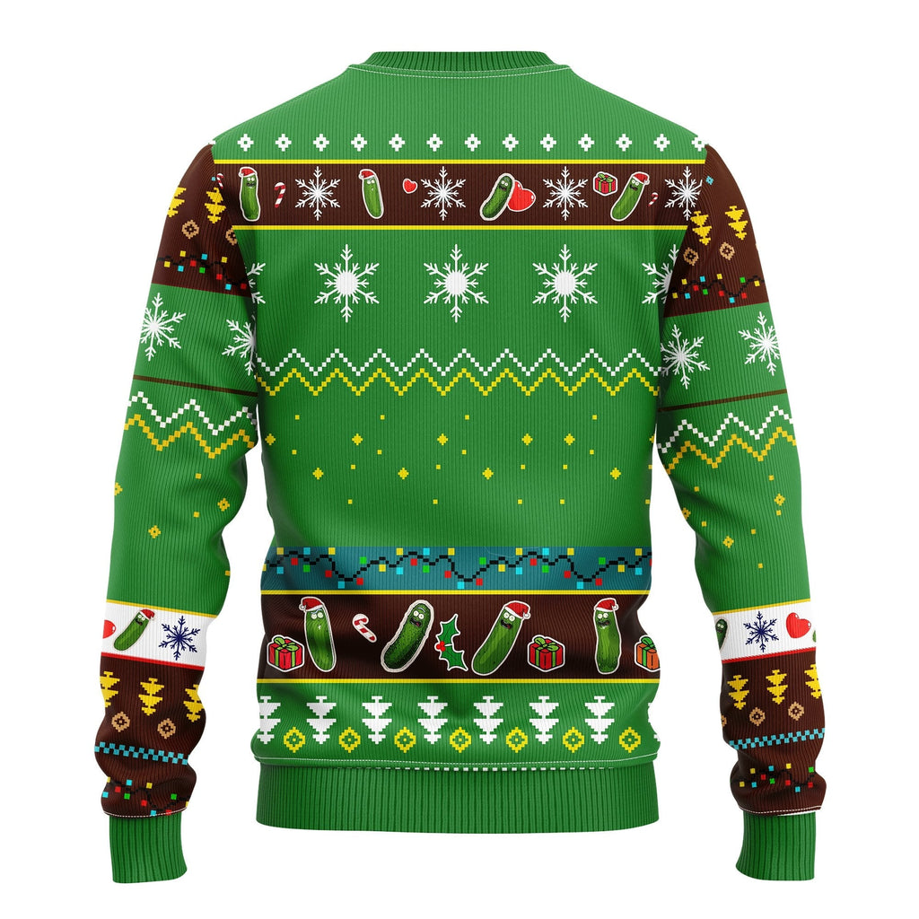 Rick And Morty Christmas Sweater Pickle Rick Christmas Green Ugly Sweater