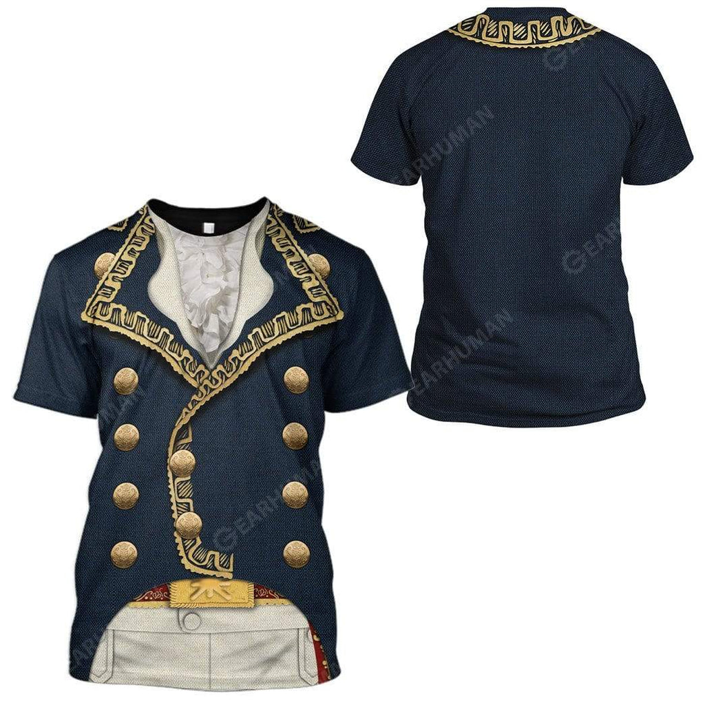 Historical T-shirt Marquis De La Fayette Costume 3d Blue T-shirt Historical Hoodie Adult Colorful Full Size
