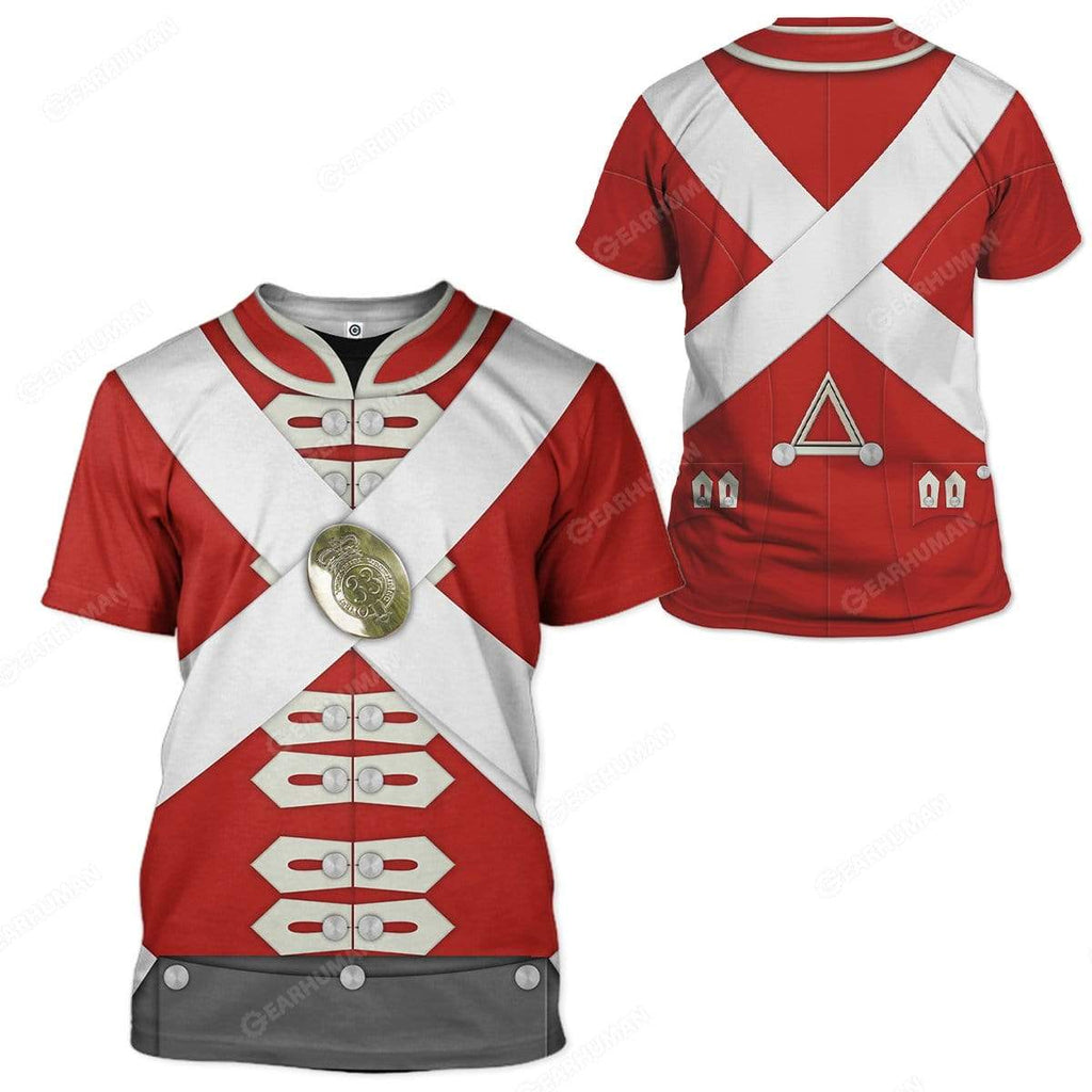Historical T-shirt British Army Redcoat Costume 3d Red T-shirt Historical Hoodie Adult Full Size Colorful