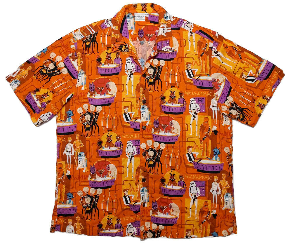  SW Hawaiian Shirt SW Characters Animation Pattern Orange Hawaii Aloha Shirt