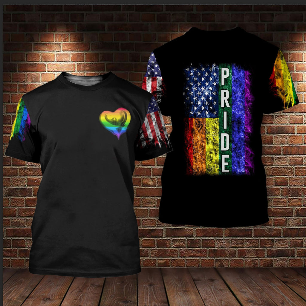  LGBT Pride Shirt LGBT Pride Smoke Rainbow American Flag 3D Tshirt Hoodie Adult Full Print