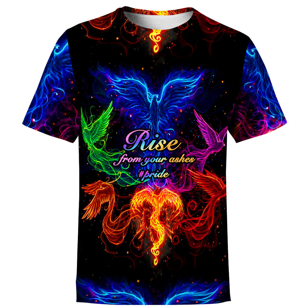  LGBT Pride Shirt Rise From Your Ashes Rainbow Birds T-shirt Hoodie Adult Unisex Full Print
