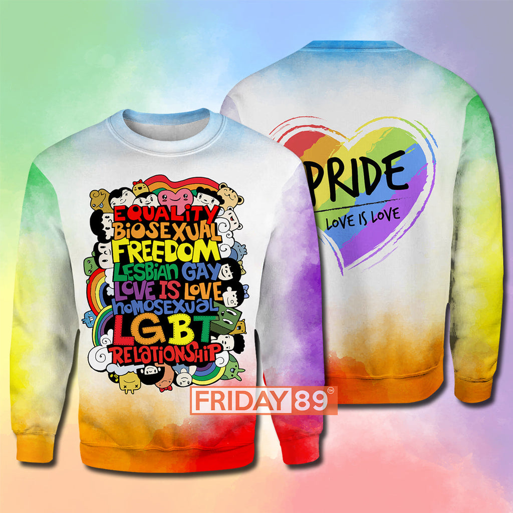 LGBT T-SHIRT FREEDOM LESBIAN GAY LOVE IS LOVE LGBT RELATIONSHIP HOODIE T-SHIRT ADULT FULL PRINT