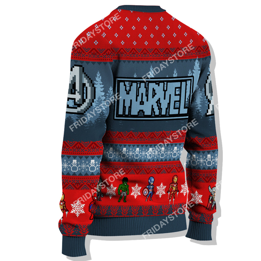  MV Ugly Sweater MV Super Heroes With Christmas Tree Christmas Sweater Amazing MV Avengers Sweater 2023