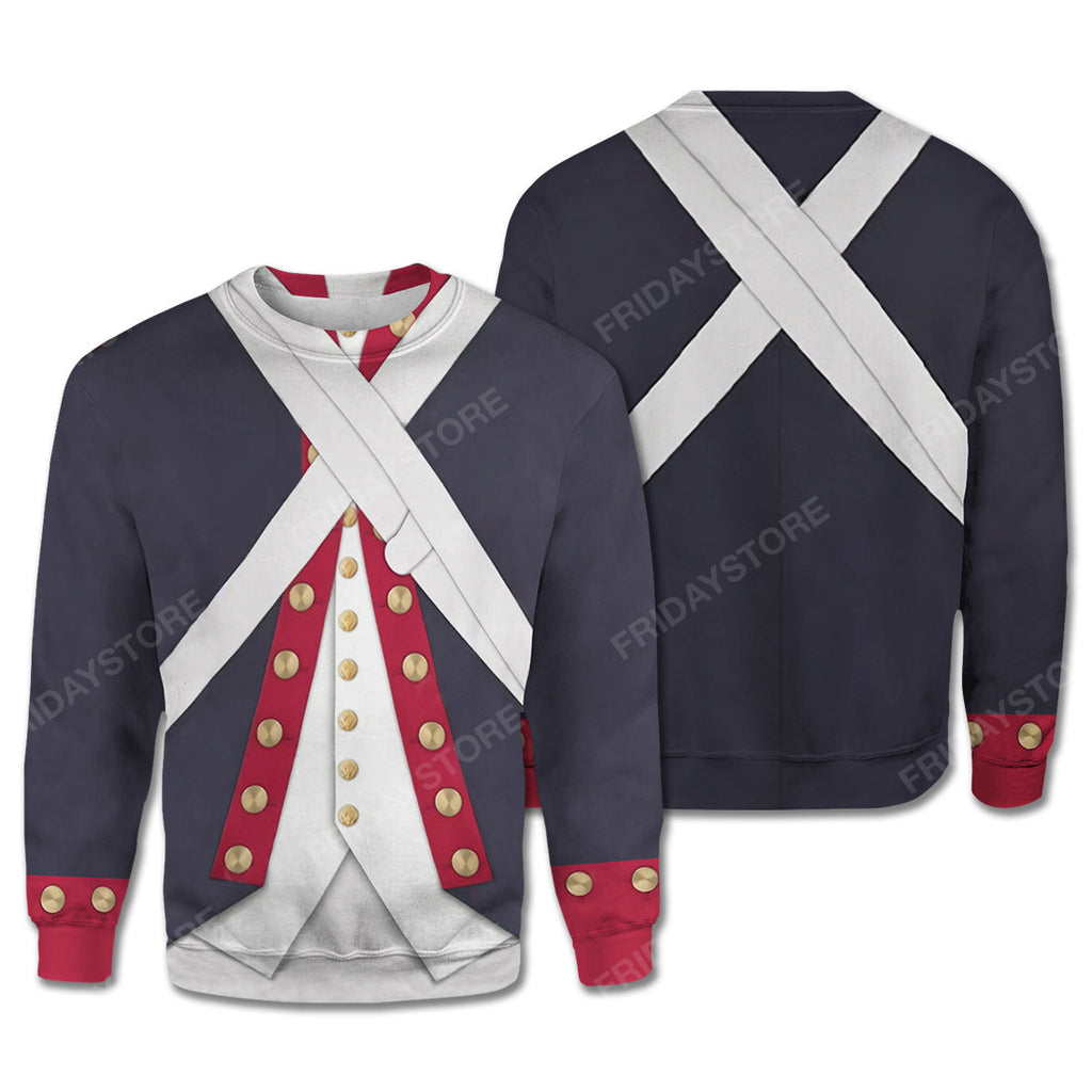Historical T-Shirt Historical Continental Army Suit 3d Costume Hoodie Historical Hoodie