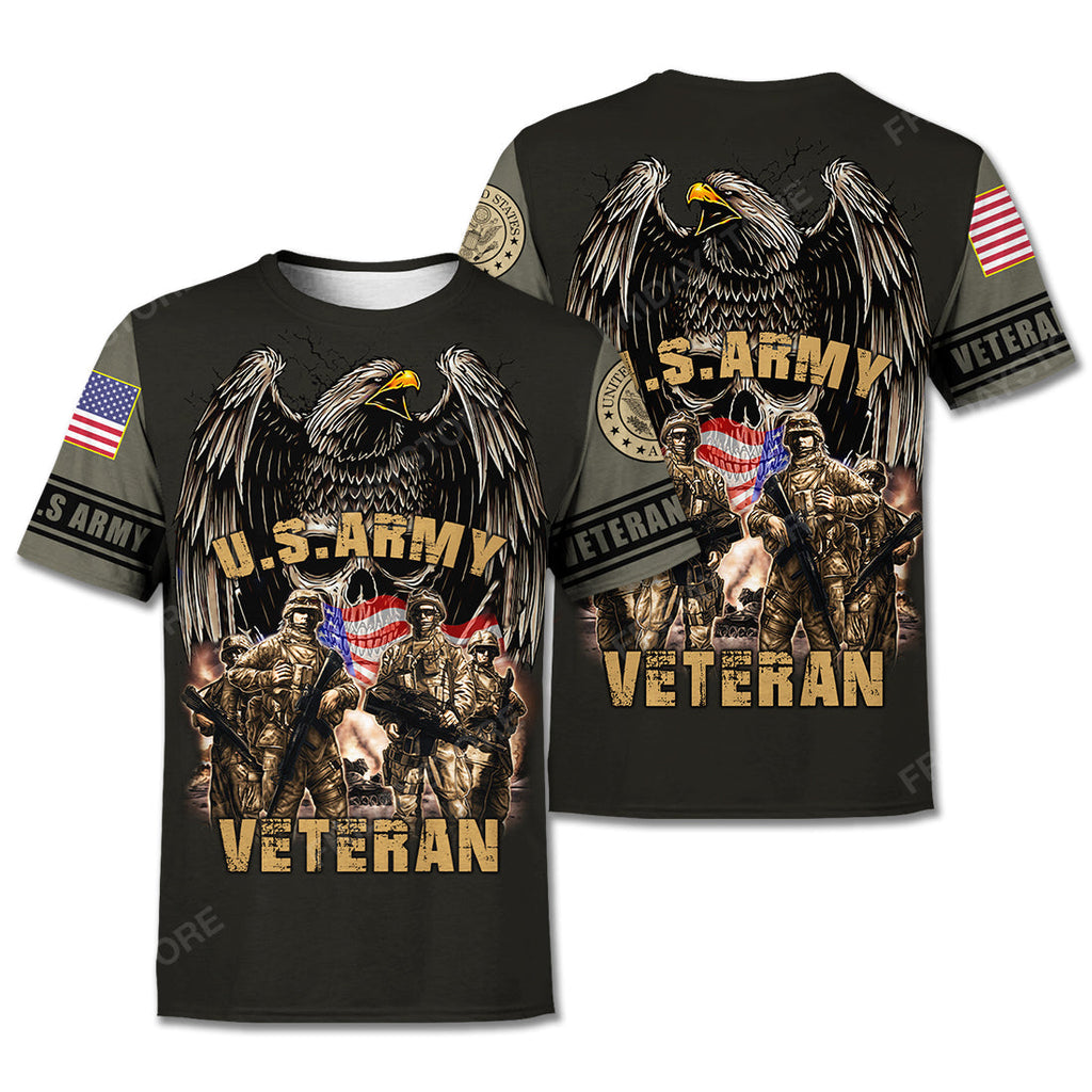 United States Army Veteran Hoodie Black Eagle Soldier Full Size Adult 3D T-shirt Hoodie