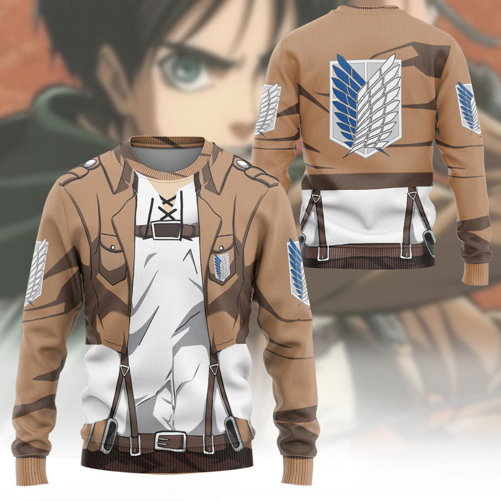 Attack On Titan Eren Yeager Custom Cosplay Costume Hoodie QT308904