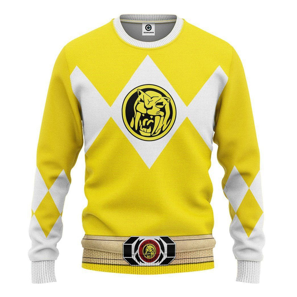 Yellow Mighty Morphin Power Rangers V3 - Cosplay Costume Hoodie QT205030
