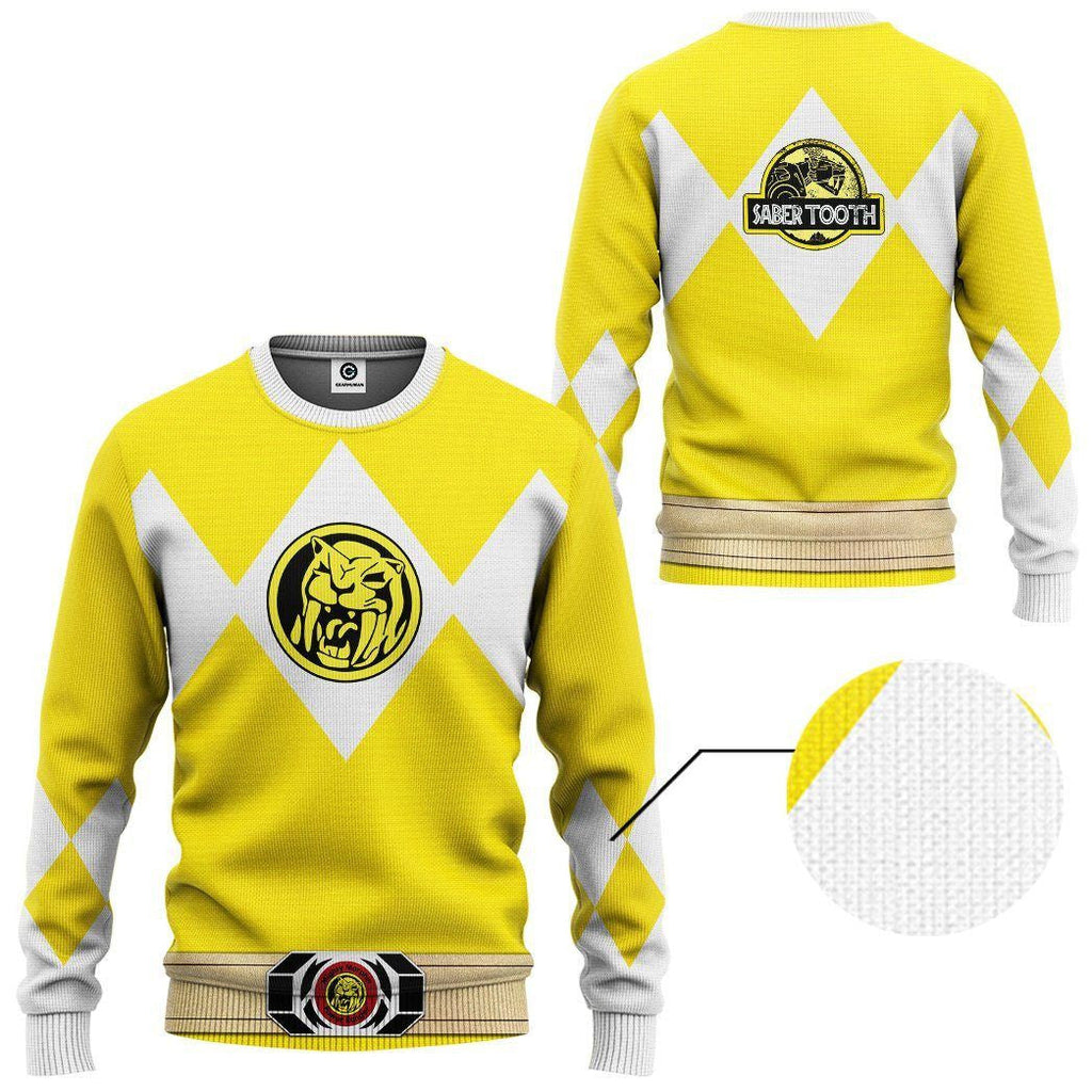 Yellow Mighty Morphin Power Rangers V3 - Cosplay Costume Hoodie QT205030