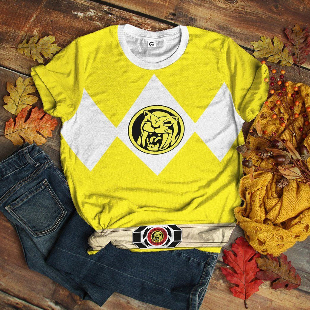 Yellow Mighty Morphin Power Rangers V3 - Cosplay Costume Hoodie QT205030