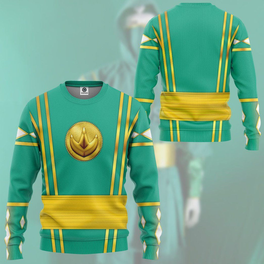 Green Ninja Mighty Morphin Power Rangers - Cosplay Costume Hoodie QT209435