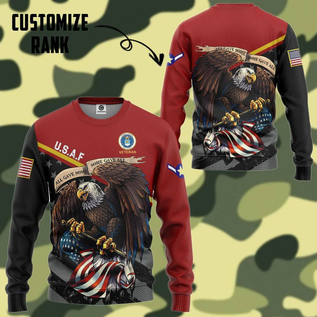  United States Air Force Veteran Red Custom Rank Tshirt Hoodie QT211131Hf