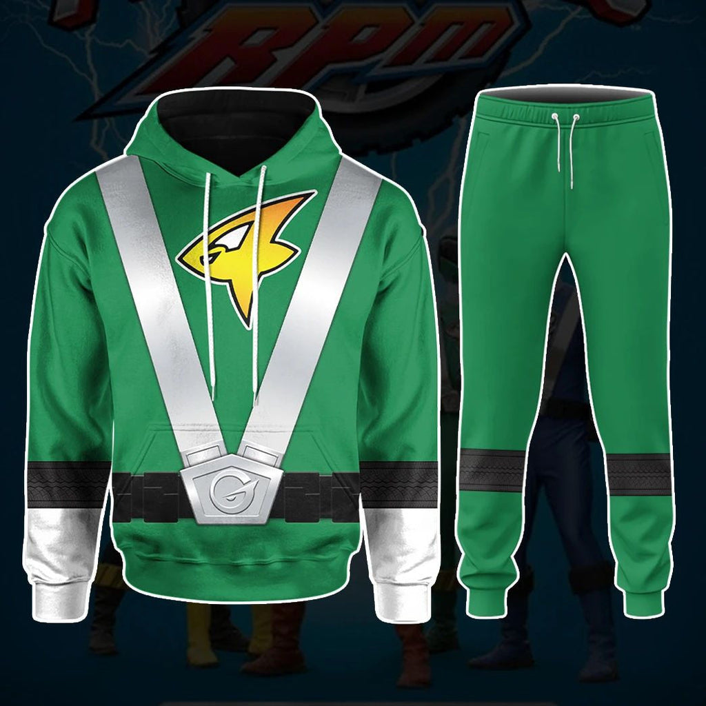 Power Rangers RPM Operator Series Green Custom Cosplay Costume Hoodie QT303361Hg