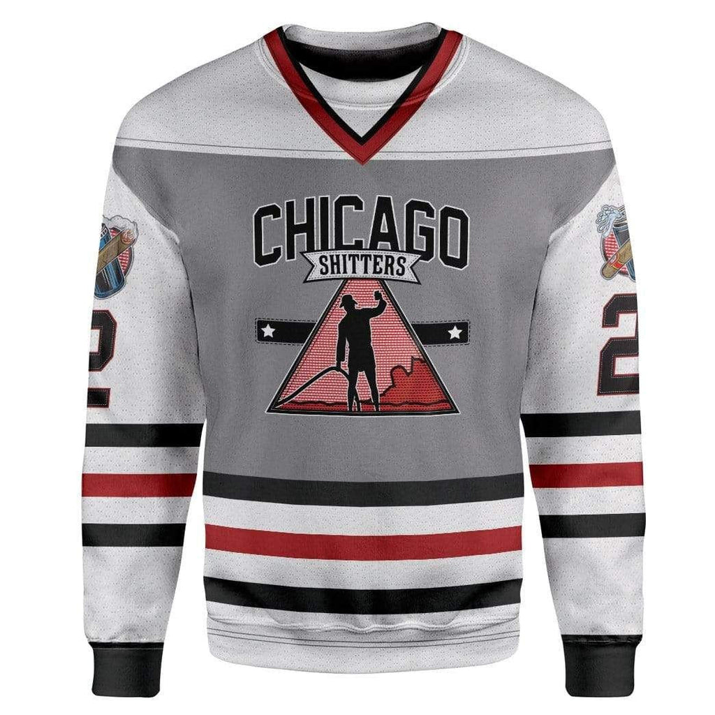 Chicago Shitters Christmas Vacation Hockey Jersey Hoodie Tshirt Long Sleeve QT303006Hf