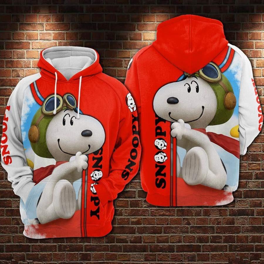 Snoopy The Peanuts, Funny Snoopy Pilot Aop Hoodie, Zip Hoodie