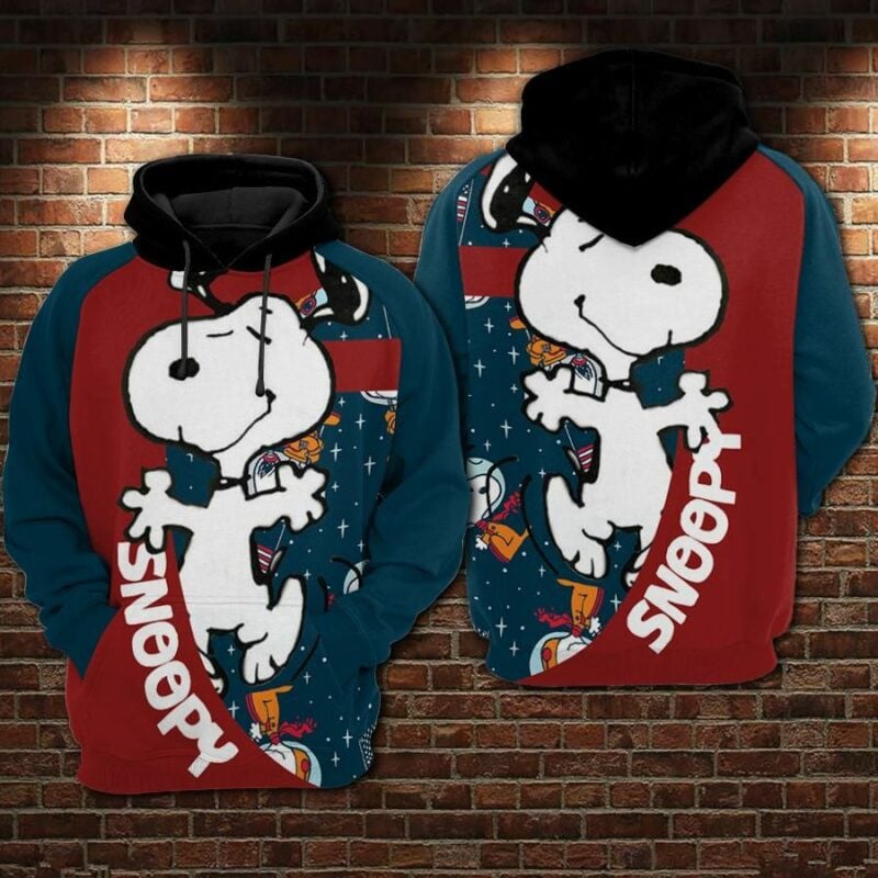 Snoopy Cartoon Peanuts Red Over Print 3d Hoodie Zip Hoodie