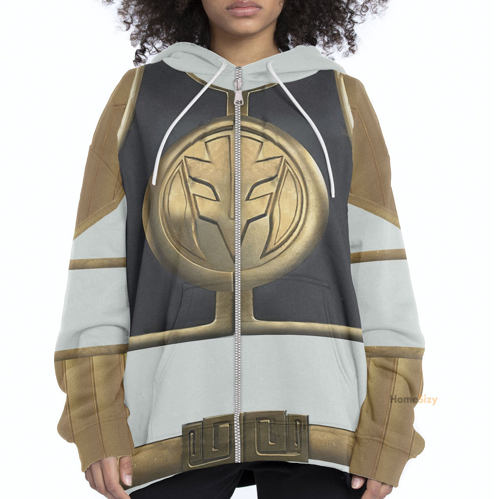 White Mighty Morphin Power Rangers V4 - Cosplay Costume Hoodie QT205136