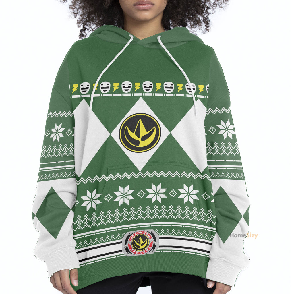 Green Mighty Morphin Power Rangers V1 - Cosplay Costume Hoodie QT210735