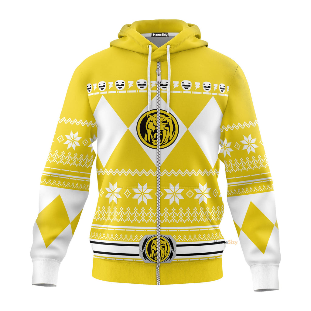 Yellow Mighty Morphin Power Rangers V1 - Cosplay Costume Hoodie QT211318