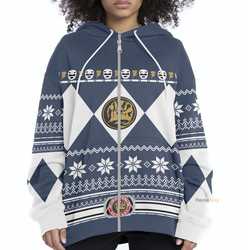 Blue Mighty Morphin Power Rangers V1 - Cosplay Costume Hoodie QT211319